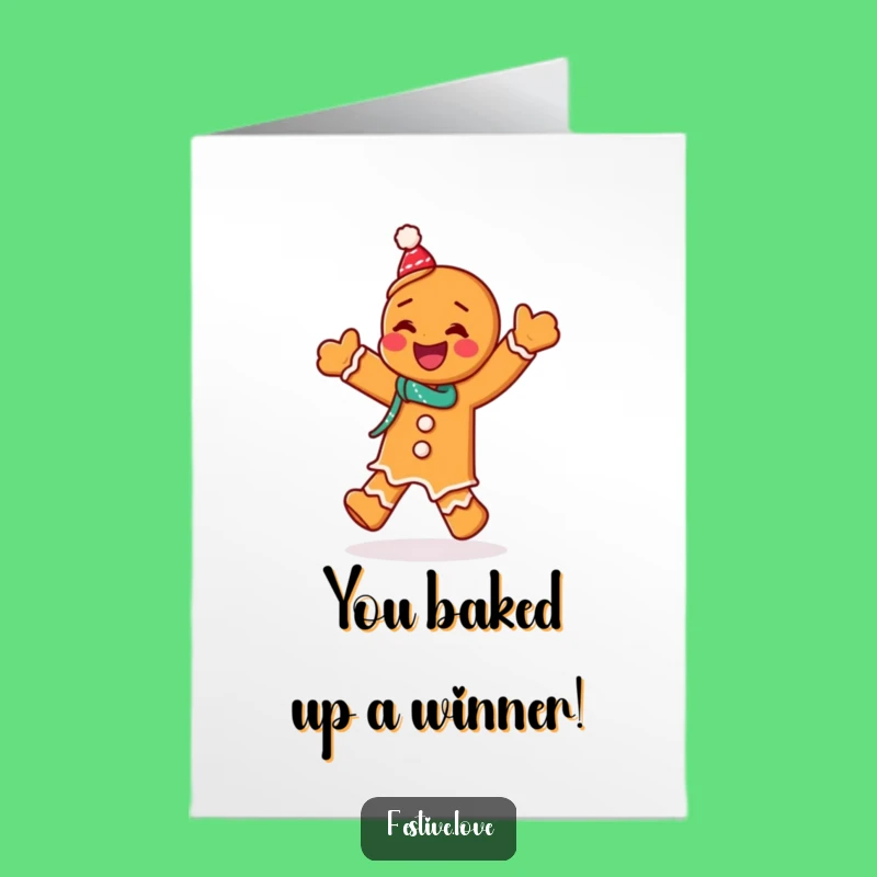 Free Printable Gingerbread Congrats Card: Jigging Winner Funny Downloadable
