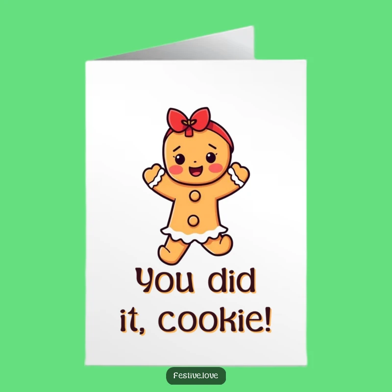 Free Printable Congrats Card: Dancing Gingerbread, Humorous Celebration Downloadable Gift