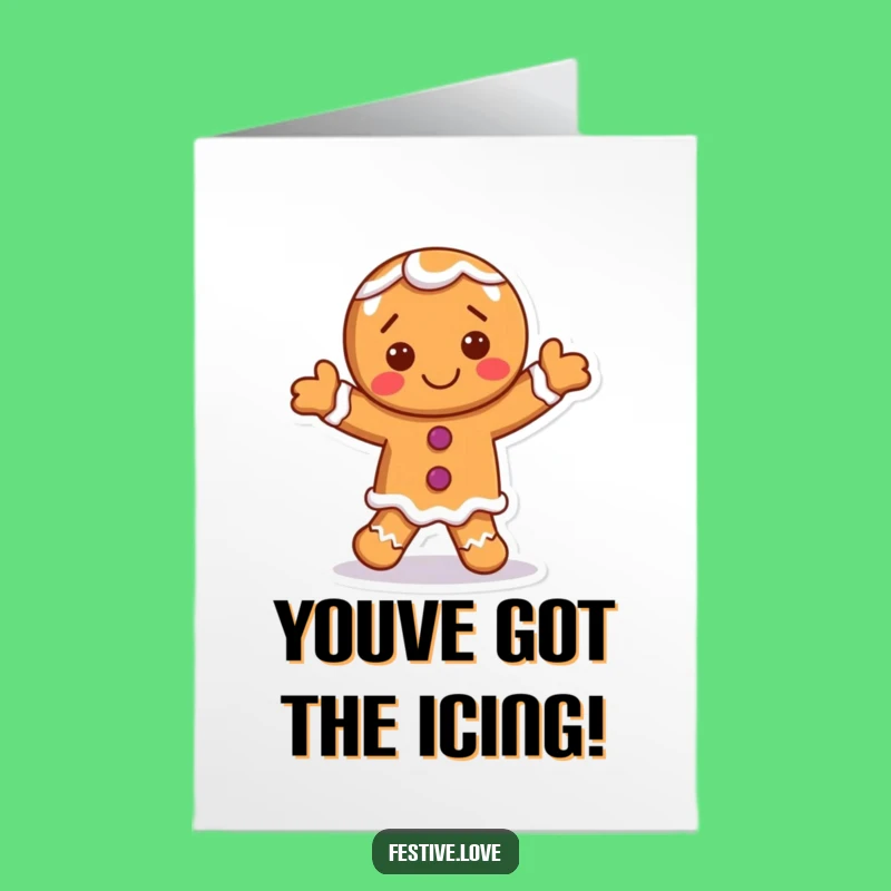 Free Printable Congrats Card: Gingerbread Man's Dance of Success - Instant Download
