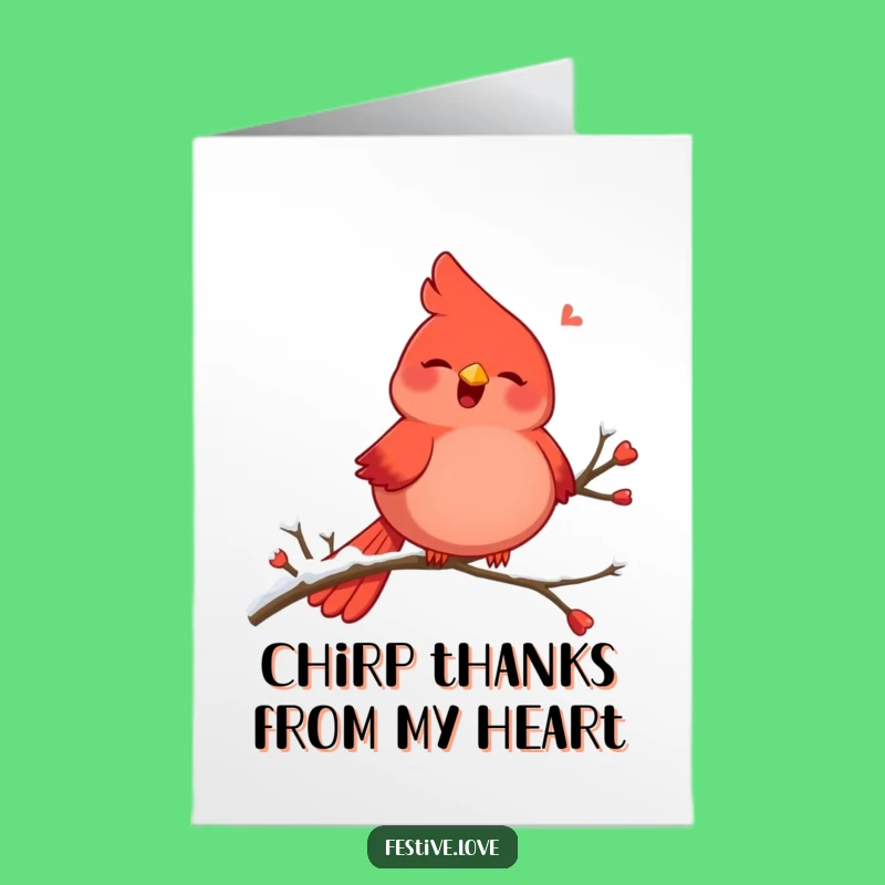 Free Printable Cardinal Thank You Card: Singing Bird Expressing Gratitude Download