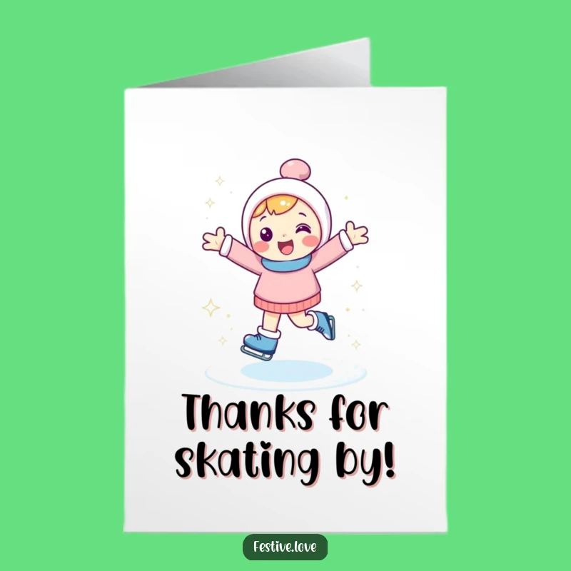 Cool Free Printable Thank You Card: Ice Skating Character - Fun Download