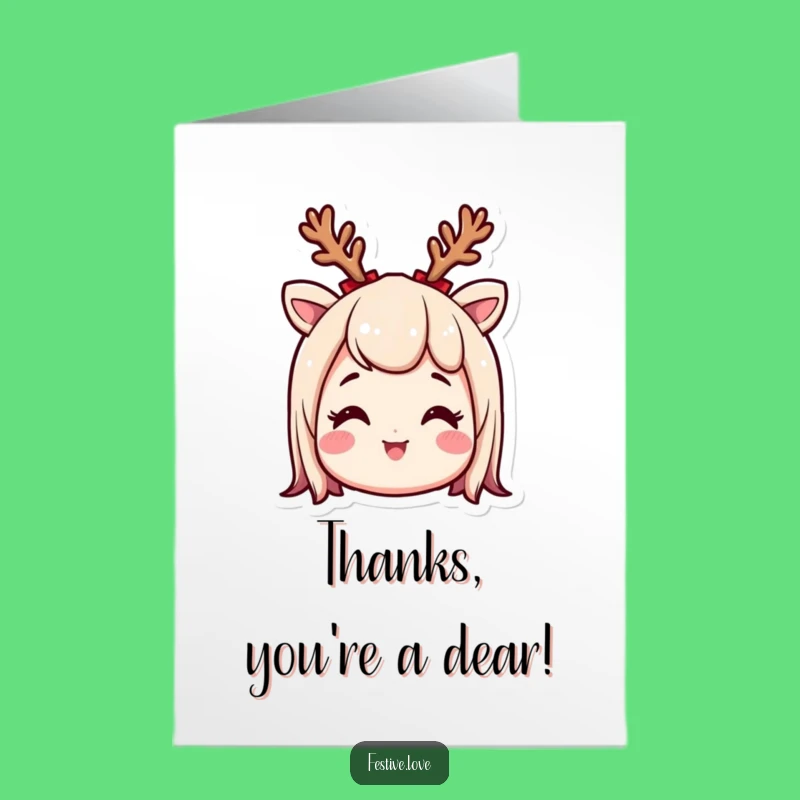 Free Printable Funny Thank You Card - Excited Antler Character