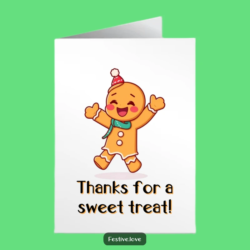 Free Printable Gingerbread Thank You Card: Dancing Thanks Funny Downloadable