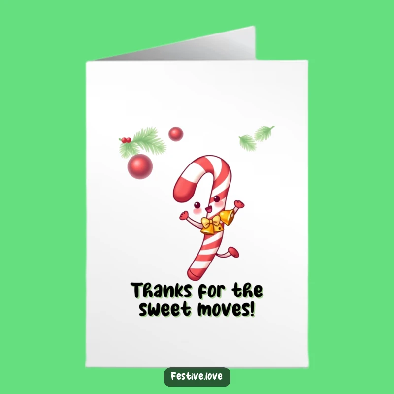 Free Printable Thank You Card: Candy Cane's Jingle Thanks, Funny Downloadable Gift