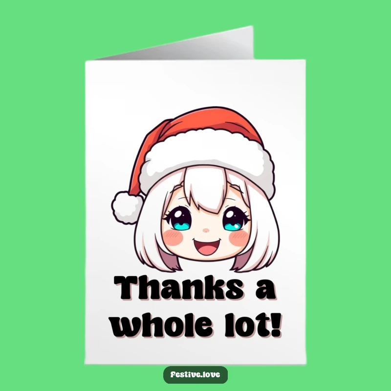 Free Printable Thank You Card: Cheerful Bobbing Santa Hat - Funny Gift