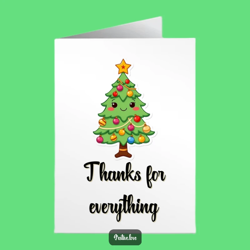 Free Printable Thank You Card: Christmas Tree's Shining Thanks - Easy Print