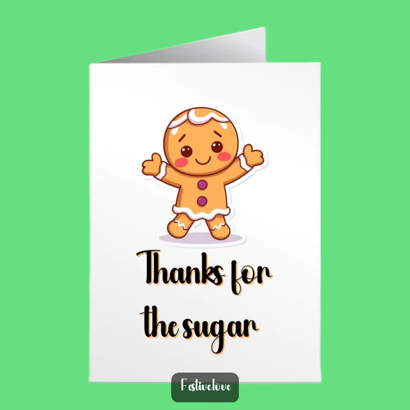 Free Printable Thank You Card: Gingerbread Man's Dance of Thanks - Easy Print