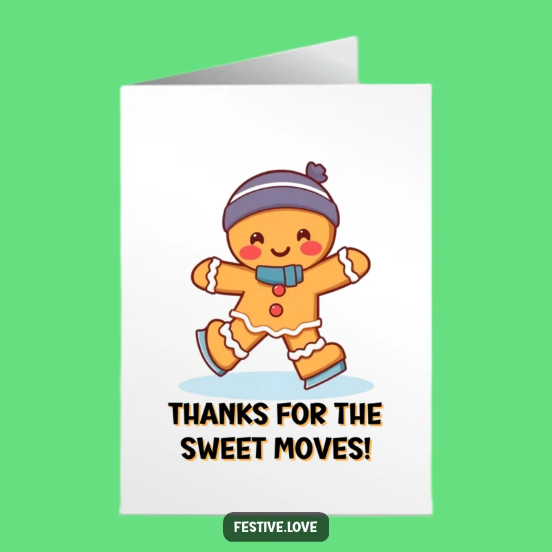 Free Printable Thank You Card: Gingerbread Man Wobbles Thanks - Cute Downloadable