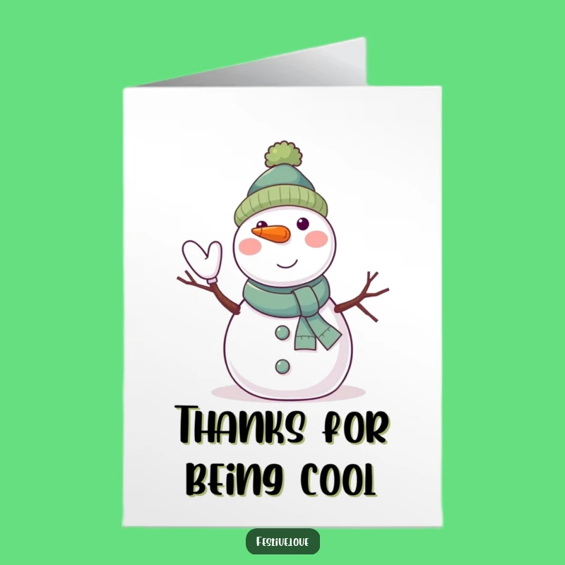 Free Printable Thank You Card: Jolly Snowman Waving Thanks - Easy Print