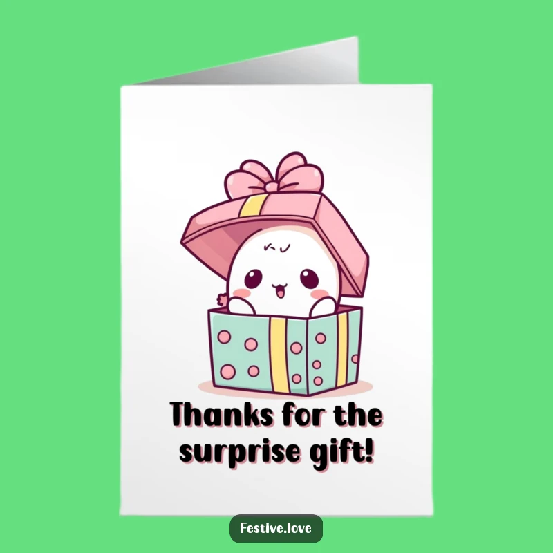 Free Printable Thank You Card: Surprised Kawaii Present, Funny Downloadable Gift for Gratitude