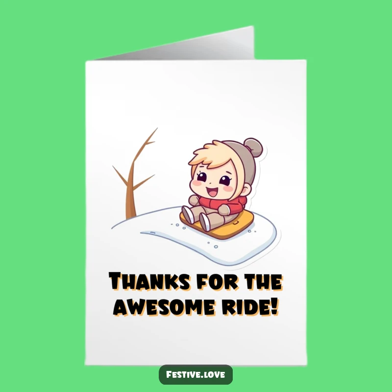 Funny Free Printable Thank You Card: Character Snow Hill Grin Gratitude