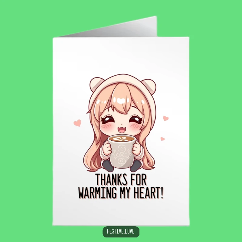 Funny Free Printable Thank You Card: Happy Cocoa Character Gratitude