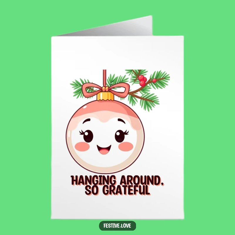 Free Printable Ornament Thank You Card: Cheerful Ornament Expressing Gratitude Download