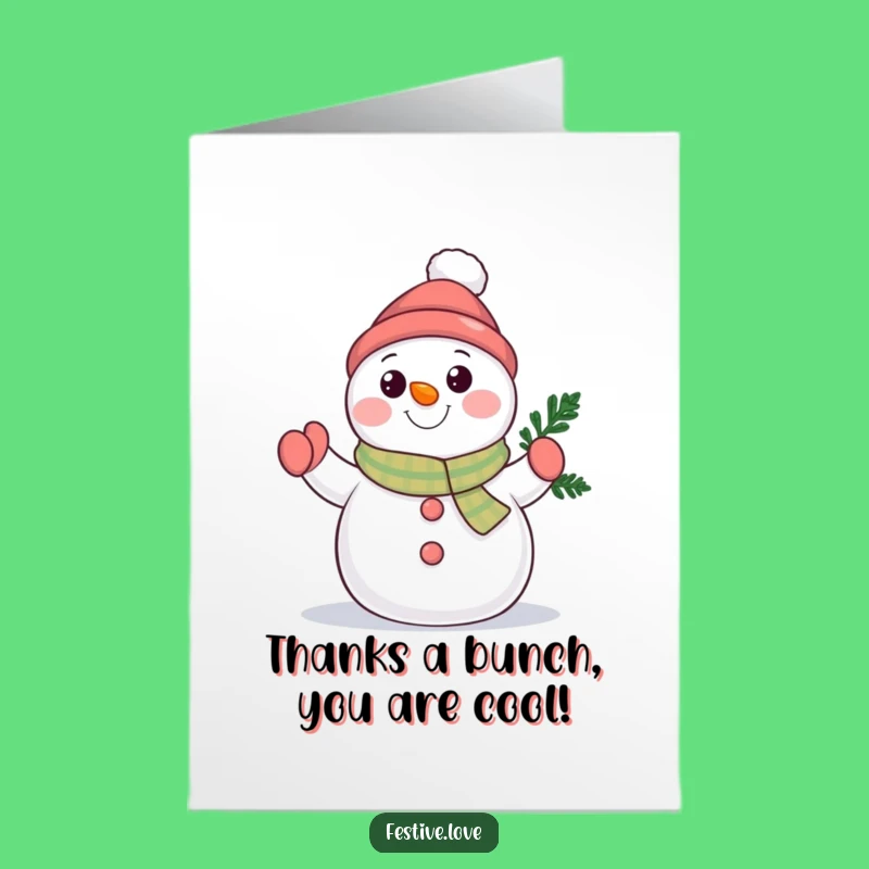 Heartfelt Free Printable Thank You Card: Snowman's Evergreen Wave