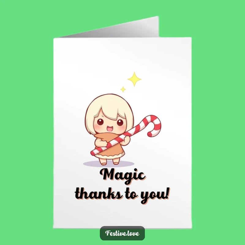 Free Printable Funny Thank You Card - Candy Cane Wand Magic