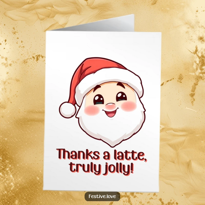 Funny Free Printable Thank You Card with a happy Santa hat character giving a cheerful nod, perfect for expressing thanks.