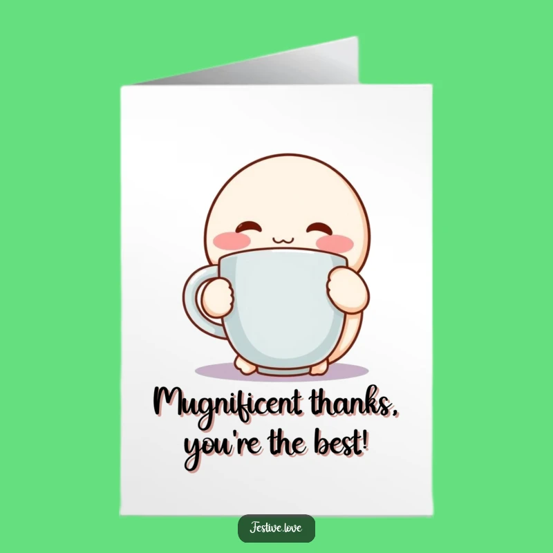Cozy Free Printable Thank You Card: Character Hugging Mug - Heartfelt Download Gift