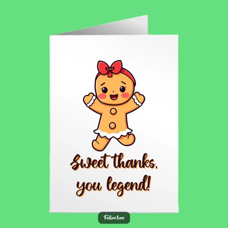 Free Printable Thank You Card: Dancing Gingerbread, Humorous Appreciation Downloadable Gift