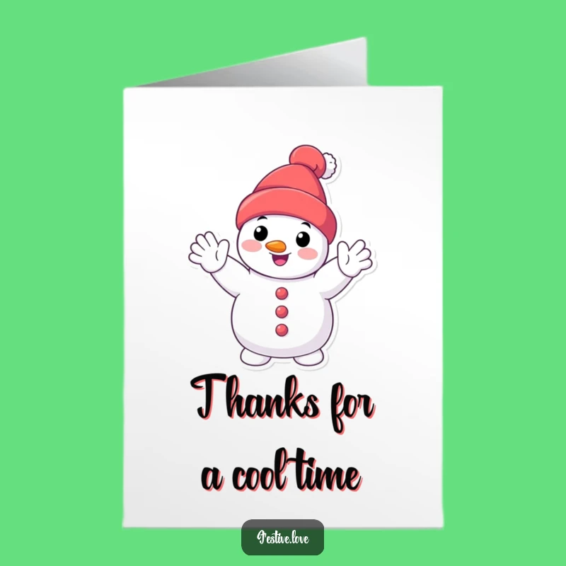 Free Printable Thank You Card: Snowman's Waving Thanks, Funny Downloadable Gift