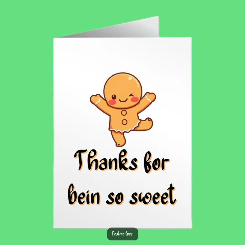 Free Printable Thank You Card: Gingerbread's Grateful Groove, Funny Downloadable Gift