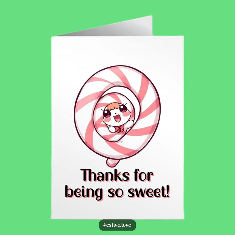 Free Printable Thank You Card: Delighted Candy Cane - Funny Downloadable Gift