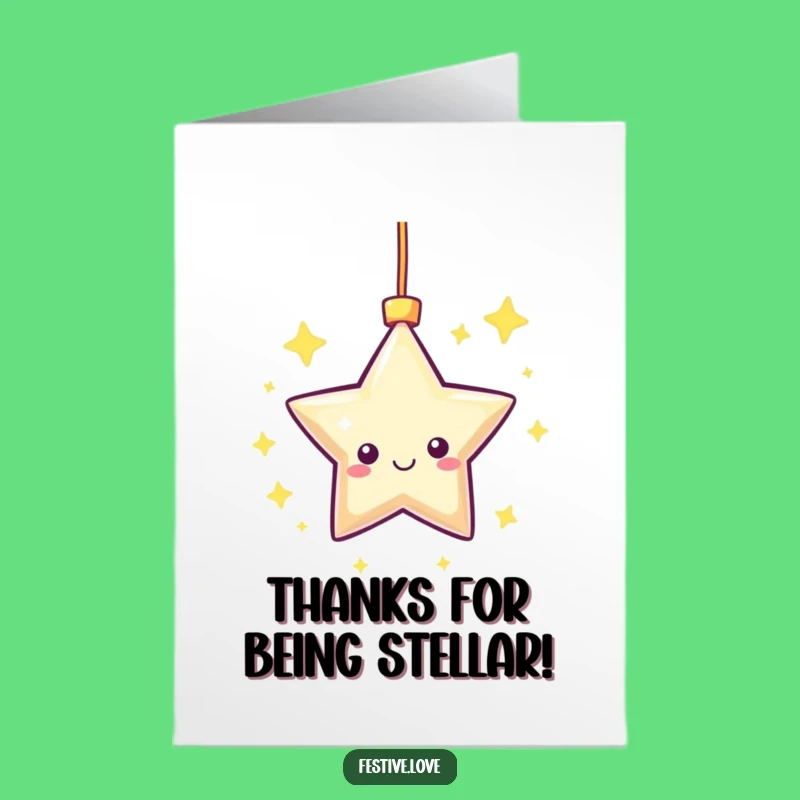 Free Printable Thank You Card: Twinkling Kawaii Star, Funny Downloadable Gift for Appreciation