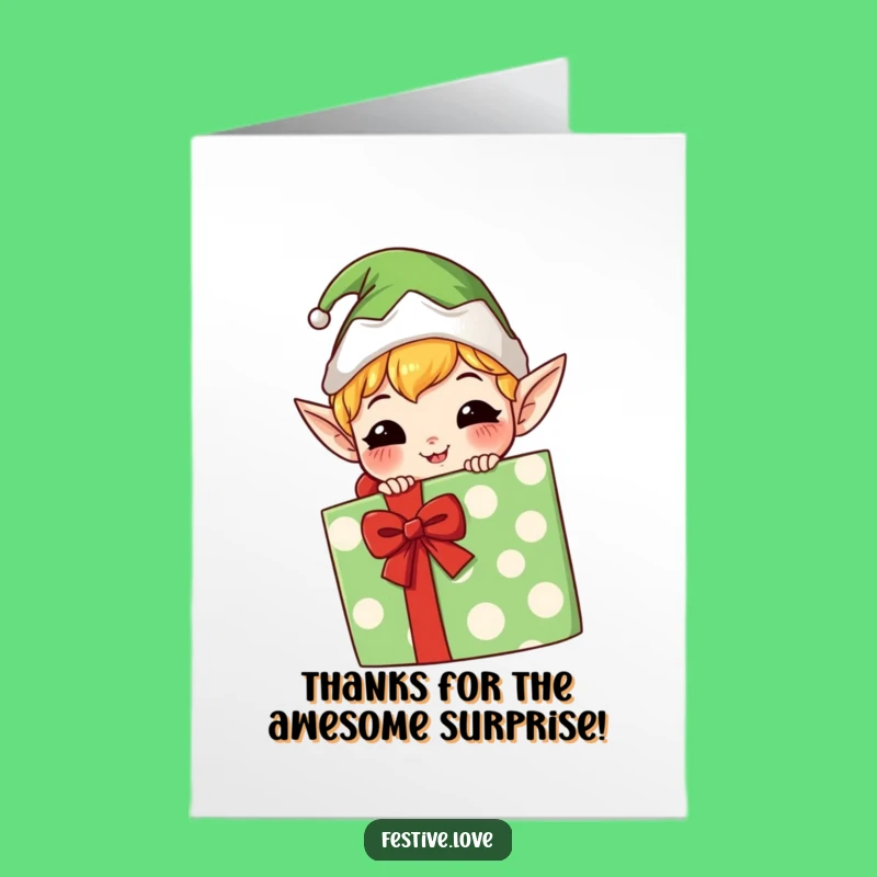 Free Printable Thank You Card: Funny Elf, Heartfelt Thanks, Downloadable Greeting for a Big Appreciations