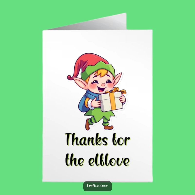 Free Printable Thank You Card: Elf's Grateful Gift, Funny Downloadable Gift