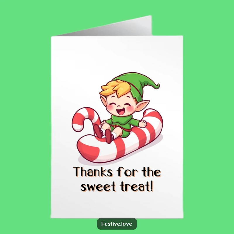 Free Printable Thank You Card: Elf Slides Thanks - Cute Download