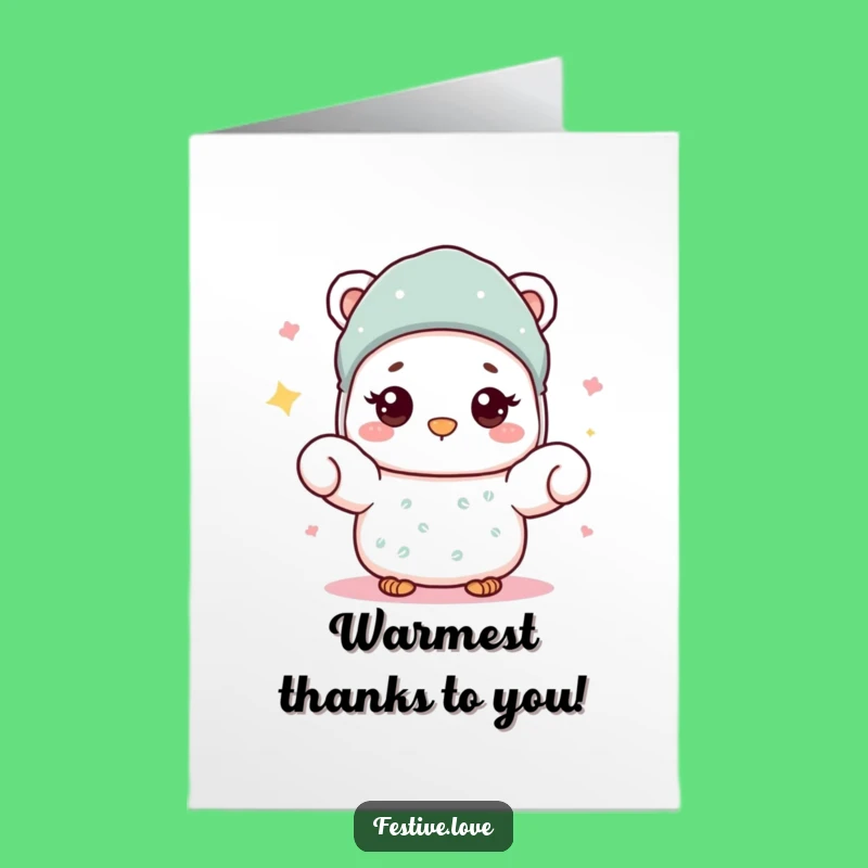 Free Printable Thank You Card: Cozy Mitten Wave - Funny Downloadable Gift