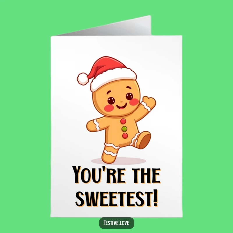Free Printable Thank You Card: Kawaii Gingerbread Man, Funny Dance, Downloadable
