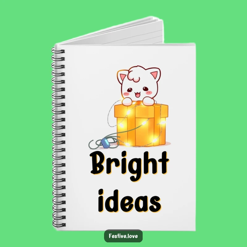 Funny String Light Notebook - Christmas Character Journal for Festive Notes