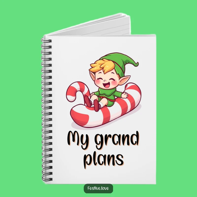 Funny Elf Candy Cane Slide Notebook: Jot Down Sweet Ideas with Grinning Art Gift!