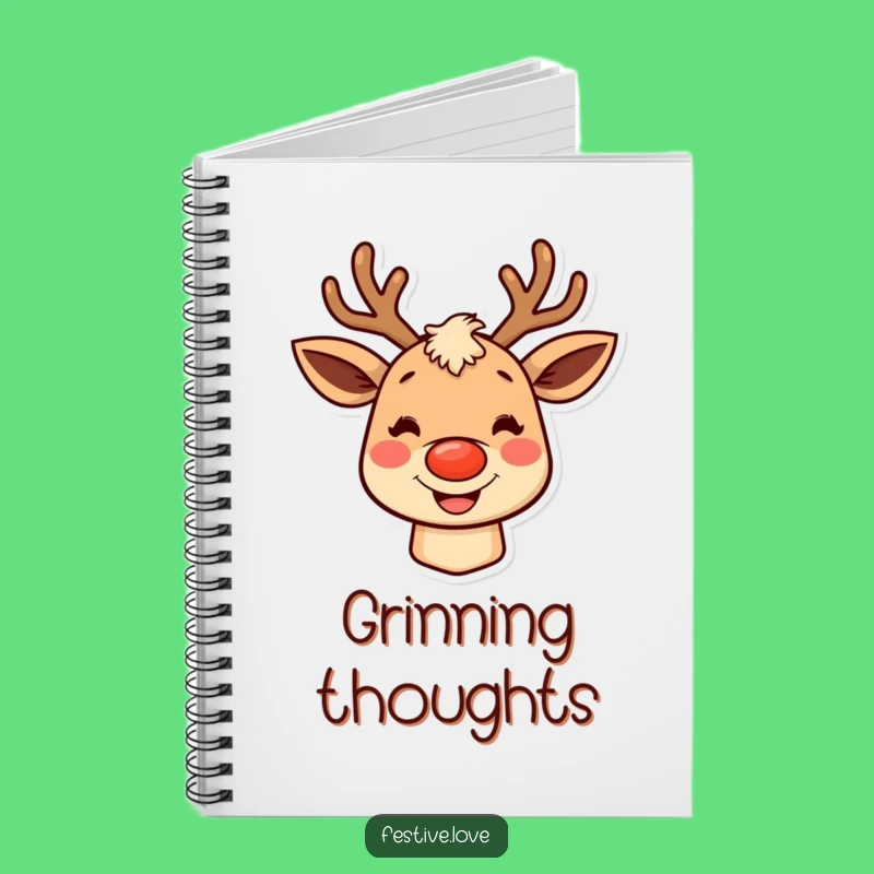 Funny Grinning Reindeer Notebook - Capture Ideas with Festive Cheer