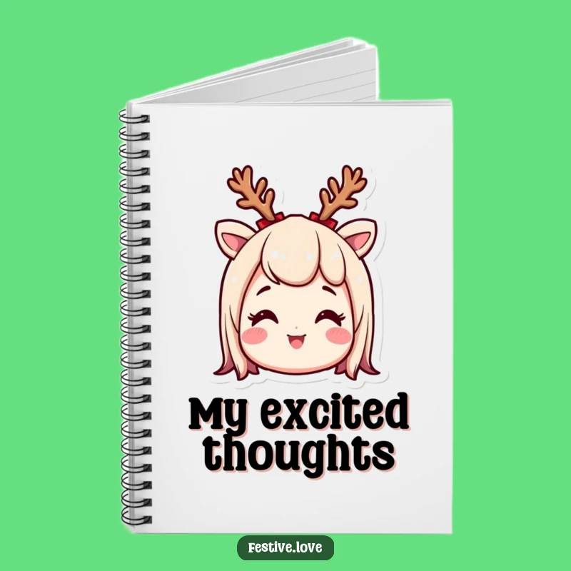 Funny Reindeer Antler Notebook - Excited Holiday Journal Gift