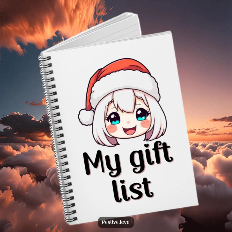 Funny Notebook: A Santa hat character cheerfully bobbing with festive holiday spirit, ready for your notes.