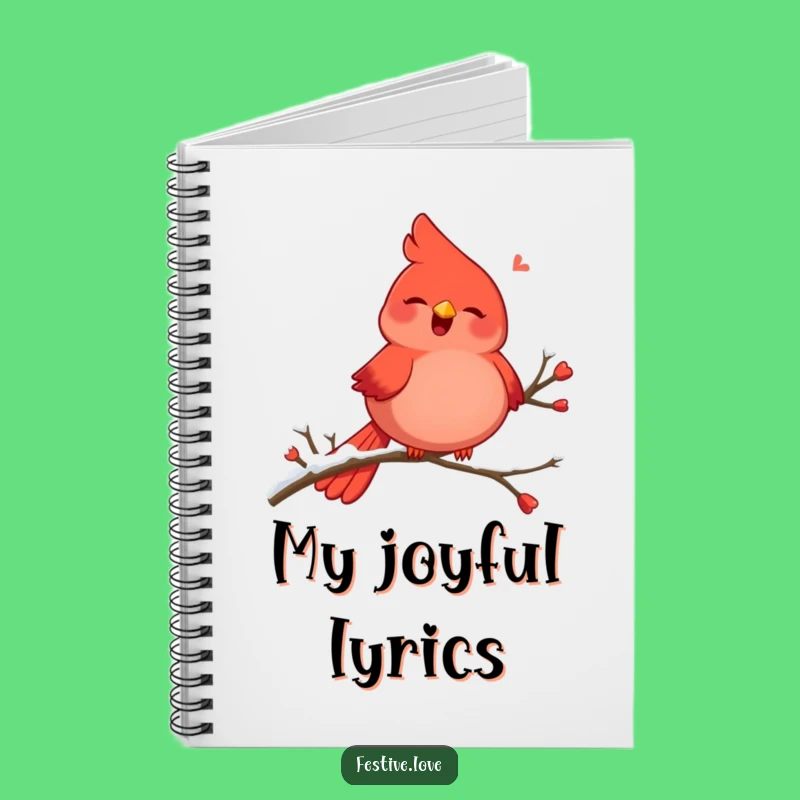 Funny Red Cardinal Notebook - Joyful Singing Bird Journal Gift