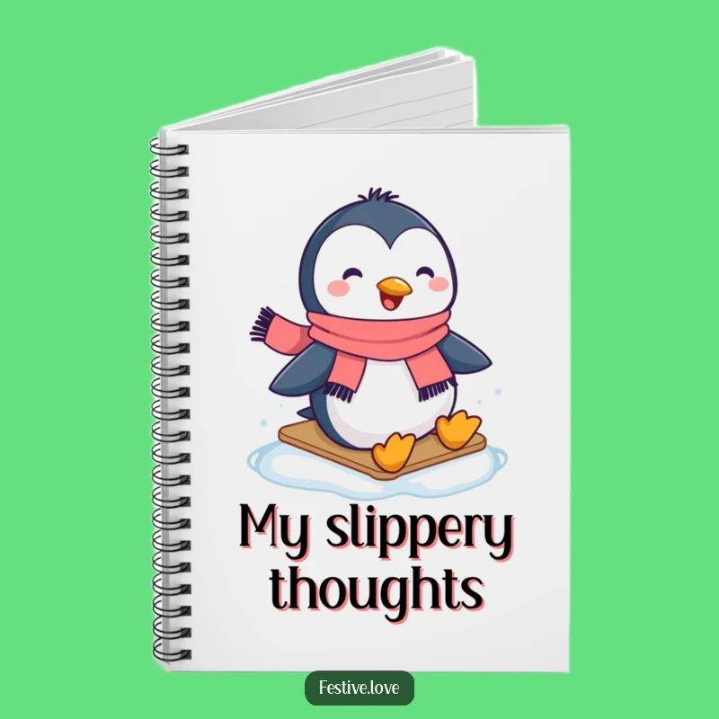 Funny Penguin Scarf Notebook - Happy Winter Journal Gift
