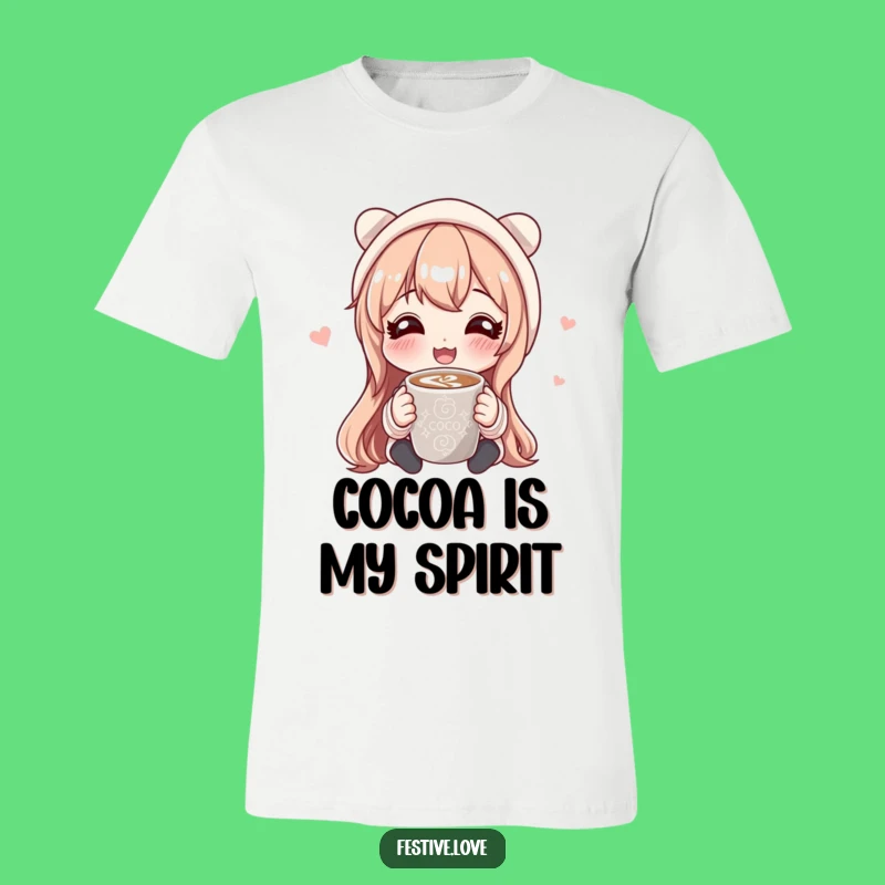 Funny Hot Cocoa Sharing T-Shirt: Cozy Winter Character Apparel Gift