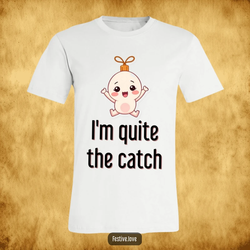 Funny T-Shirt: A Christmas ornament character joyfully bouncing with festive excitement and holiday spirit.