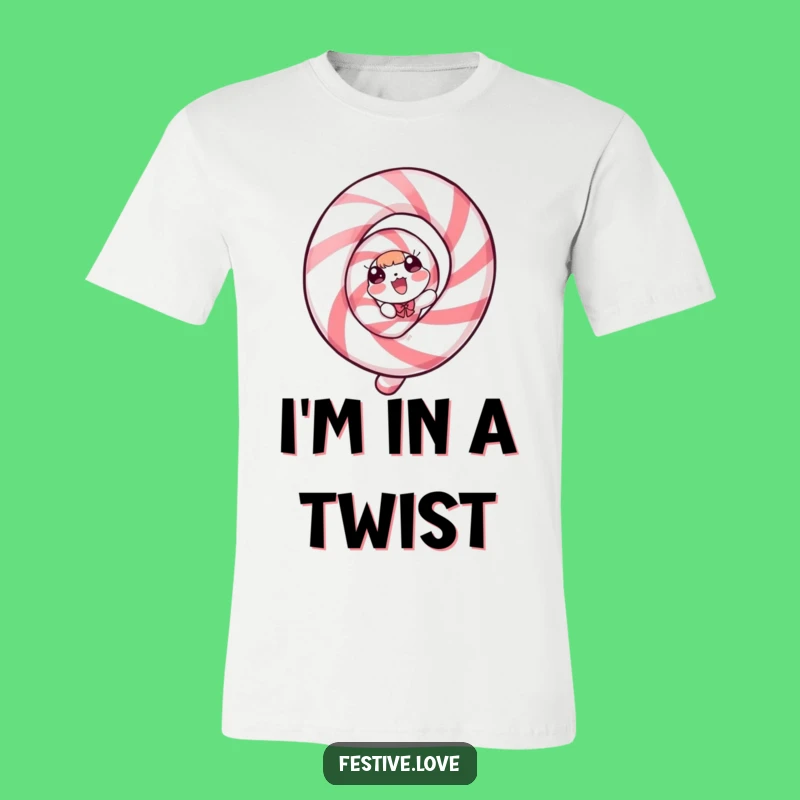 Funny Candy Cane T-Shirt: Spiraling Delight Graphic Tee as a Perfect Holiday Gift