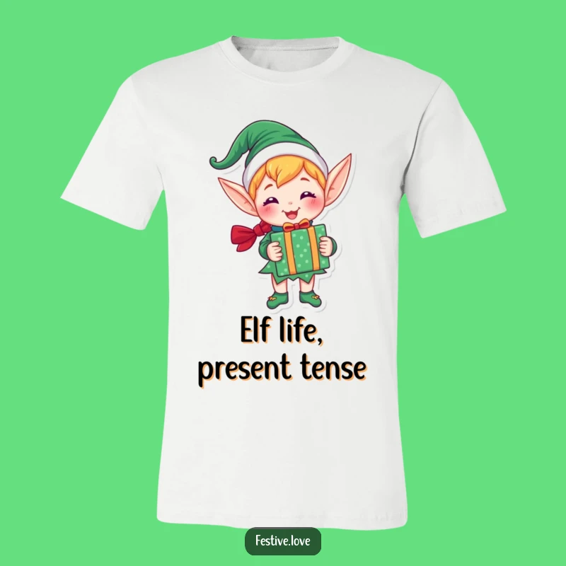 Funny Elf T-Shirt: Happy Gift Holder Tee, Ideal Xmas Funny Gift for Holiday Fun