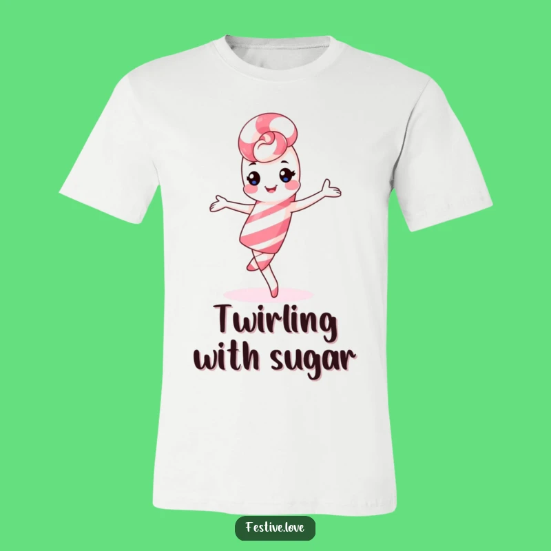 Funny Kawaii Candy Cane T-Shirt: Pirouette Fun, Festive Gift