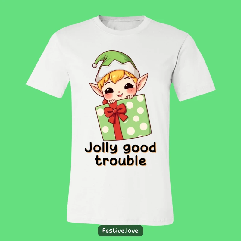 Funny Kawaii Elf T-Shirt: Mischievous Grin, Perfect Gift for Fun Lovers
