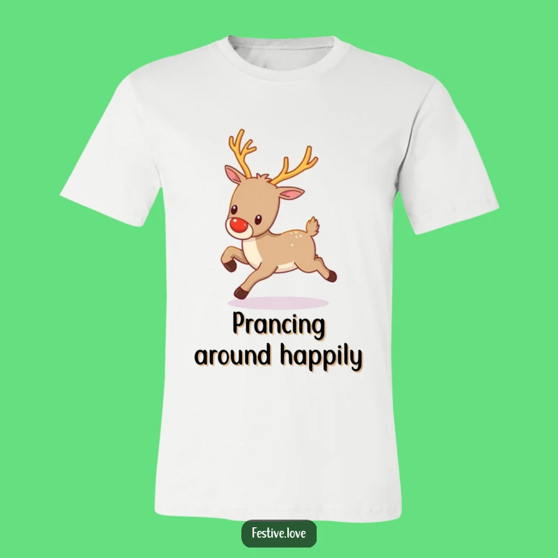 Funny Kawaii Reindeer T-Shirt - Twinkling Holiday Dance Wear