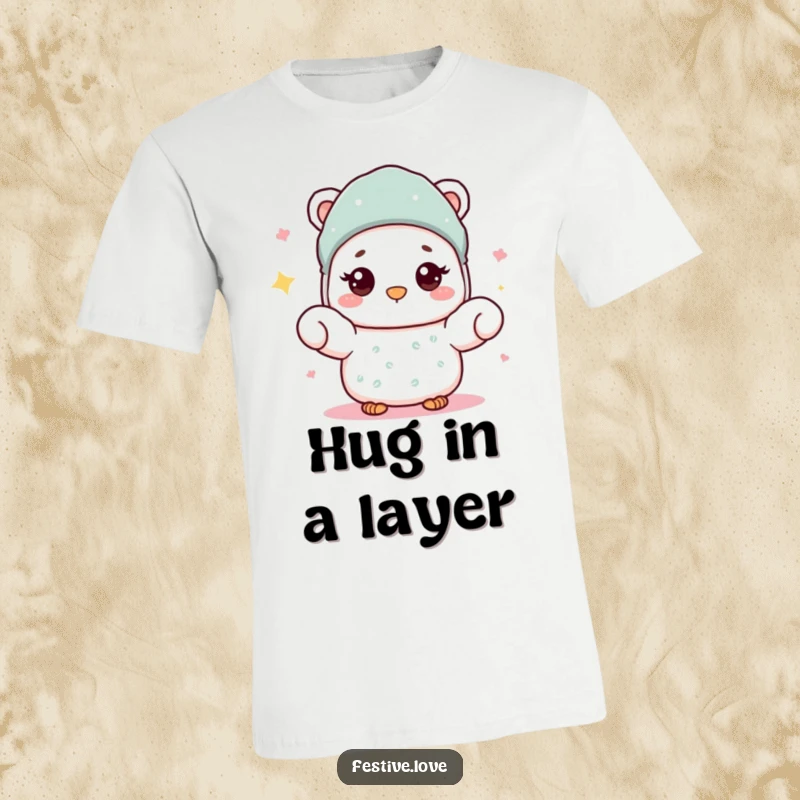 Funny T-Shirt: A cute mitten character giving a warm, welcoming wave in a friendly gesture.
