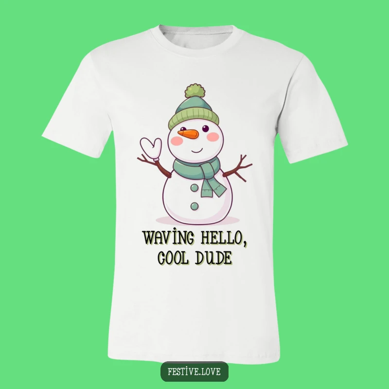 Funny Snowman T-Shirt - Jolly Waving Character, Perfect Winter Tee