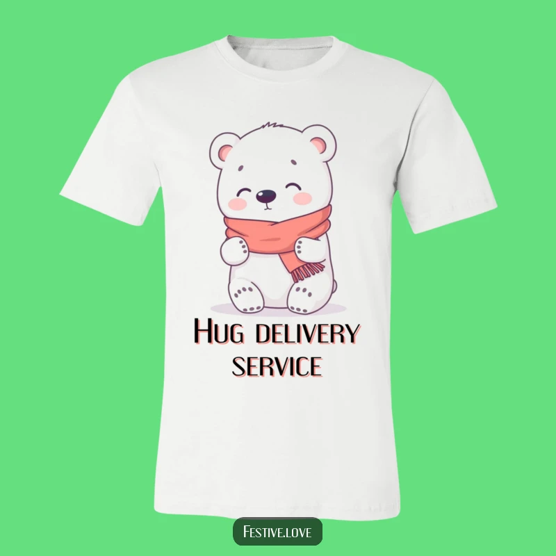 Funny Kawaii Bear T-Shirt - Cozy Hugging Polar Bear Tee Gift