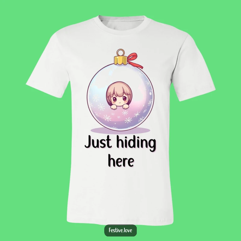Funny Peeking Character Christmas T-Shirt - Whimsical Holiday Tee Gift
