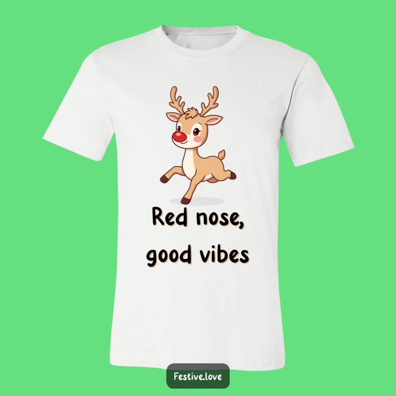 Funny Reindeer T-Shirt - Playful Prancing Character, Perfect Festive Tee
